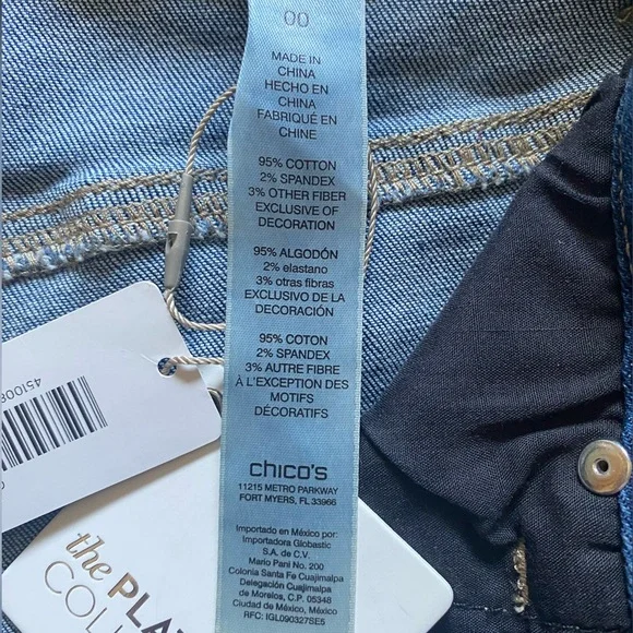 Chico's Platinum Nolan Indigo Destructed Jegging Jean Size 00 (XS/2) NWT - Picture 9 of 13